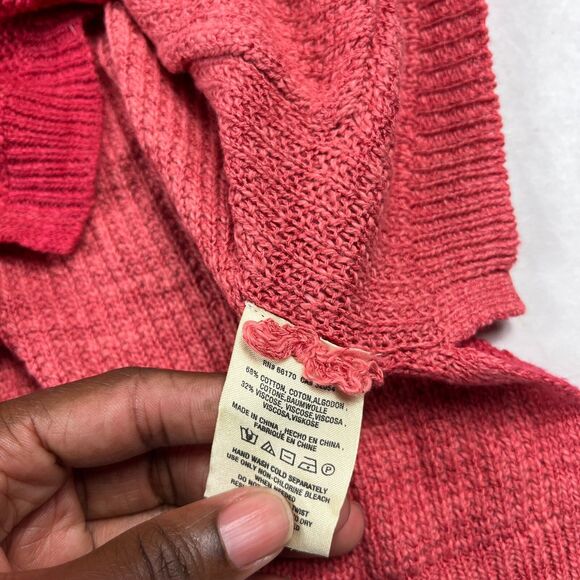 Anthropologie MOTH Sweater XS Red Waffle Knit Slouchy Oversized Pocket Cozy Fall - Picture 8 of 10